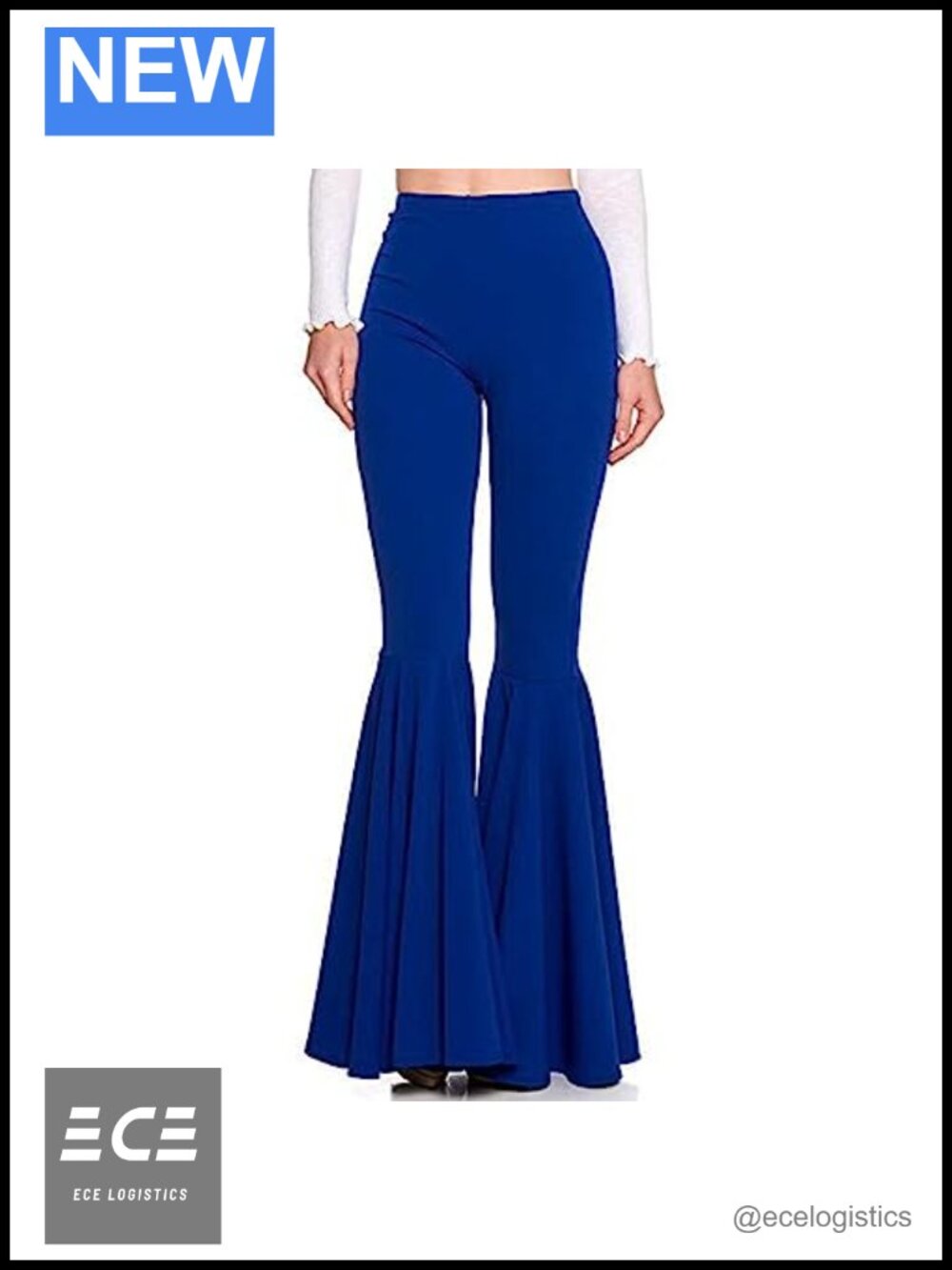 Women High Waisted Flare Pants Pleated Bell Bottoms Wide Leg Palazzo